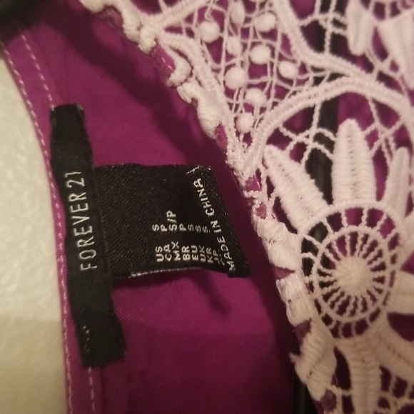 Purple Boho Lace Tie Dye Sleeveless Blouse - Picture 3 of 8